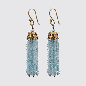 Aquamarine Tassel Earrings