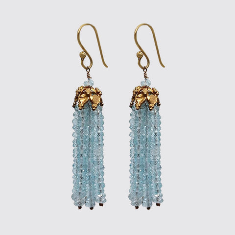 Aquamarine Tassel Earrings