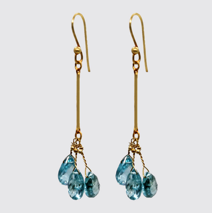 Faceted Apatite Briolettes on Bar