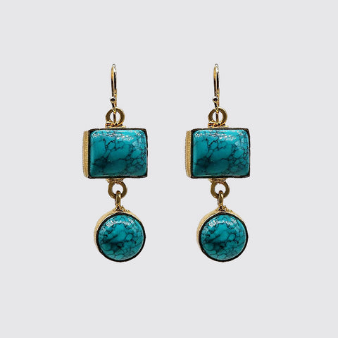 Turquoise Bezel Set Earrings