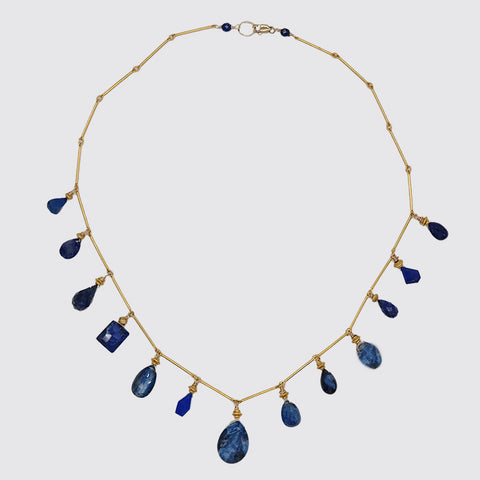 Multi Cut Lapis Necklace