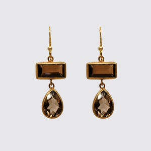 Smokey topaz bezel set stone Earrings