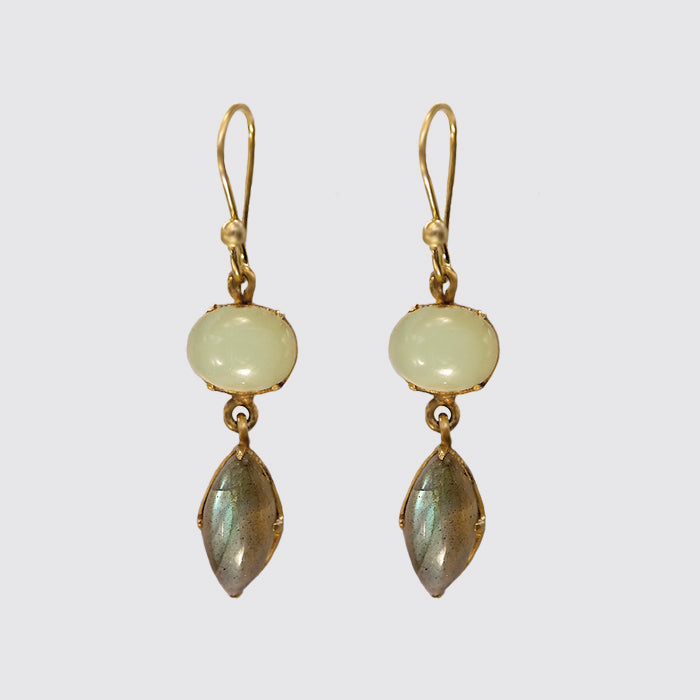 Moonstone, Labradorite Vermeil Earring