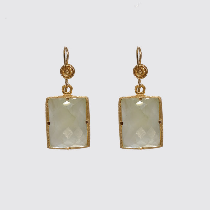 Earring: Faceted Moonstone Prong Set