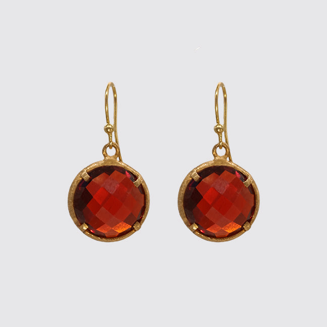 Faceted Deep Red Cubic Zirconium Earring