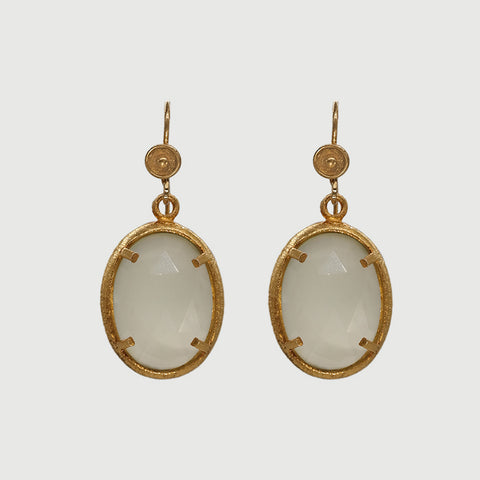 Dangle Oval Faceted Prehnite Earring