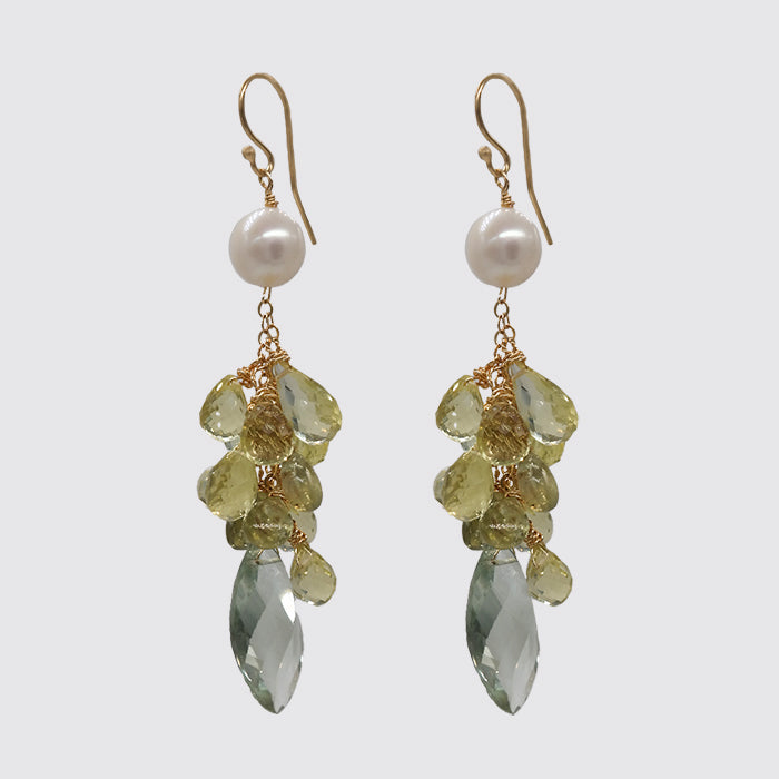 Green Garnet Cluster Earring