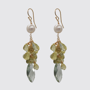 Green Garnet Cluster Earring