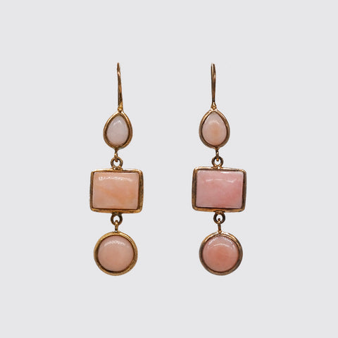 Pink Opal Bezel Set Earrings