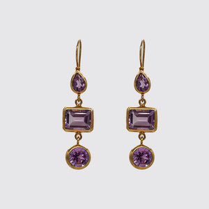 Faceted Amethyst Bezel Set Earrings