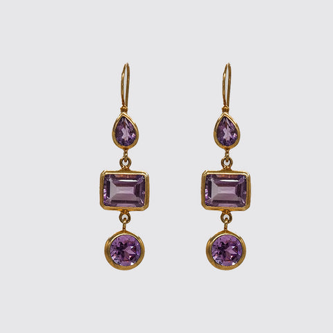 Faceted Amethyst Bezel Set Earrings