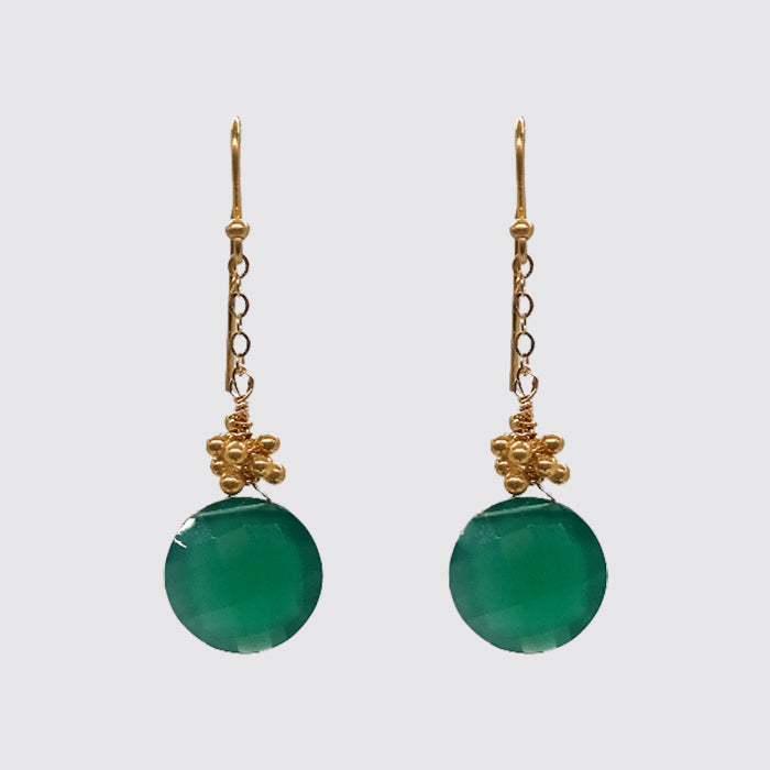 Faceted Green Onyx Round Briolette on chain