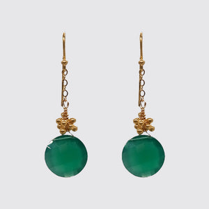 Faceted Green Onyx Round Briolette on chain