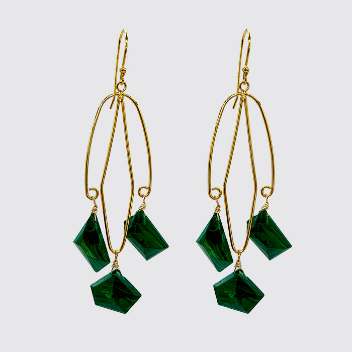 Malachite Gold Fill Earrings