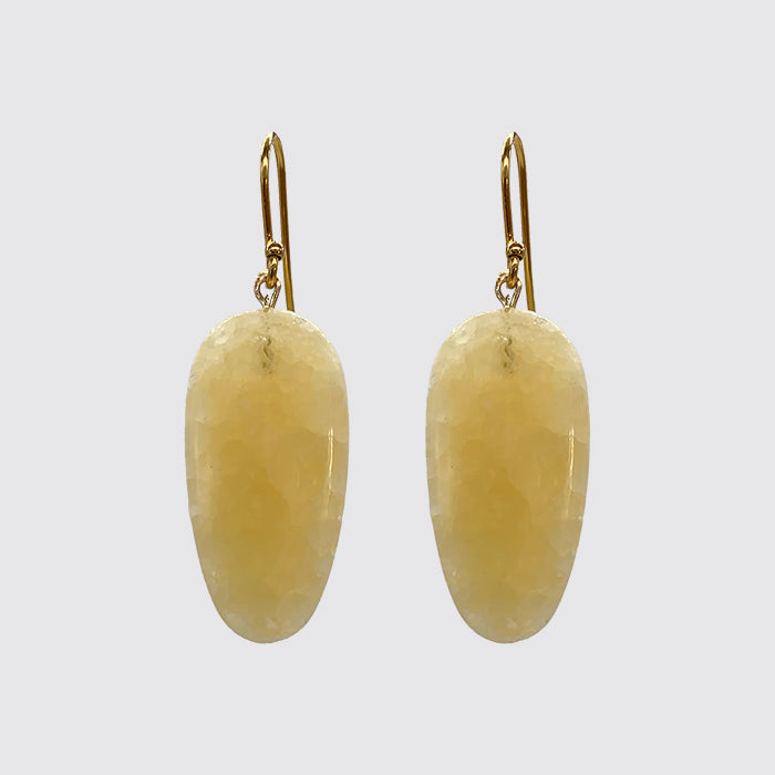 Dangle Earring: Pale Yellow Long Seed Shape