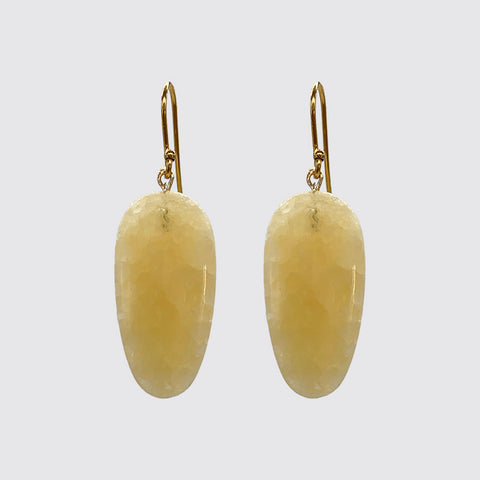 Dangle Earring: Pale Yellow Long Seed Shape