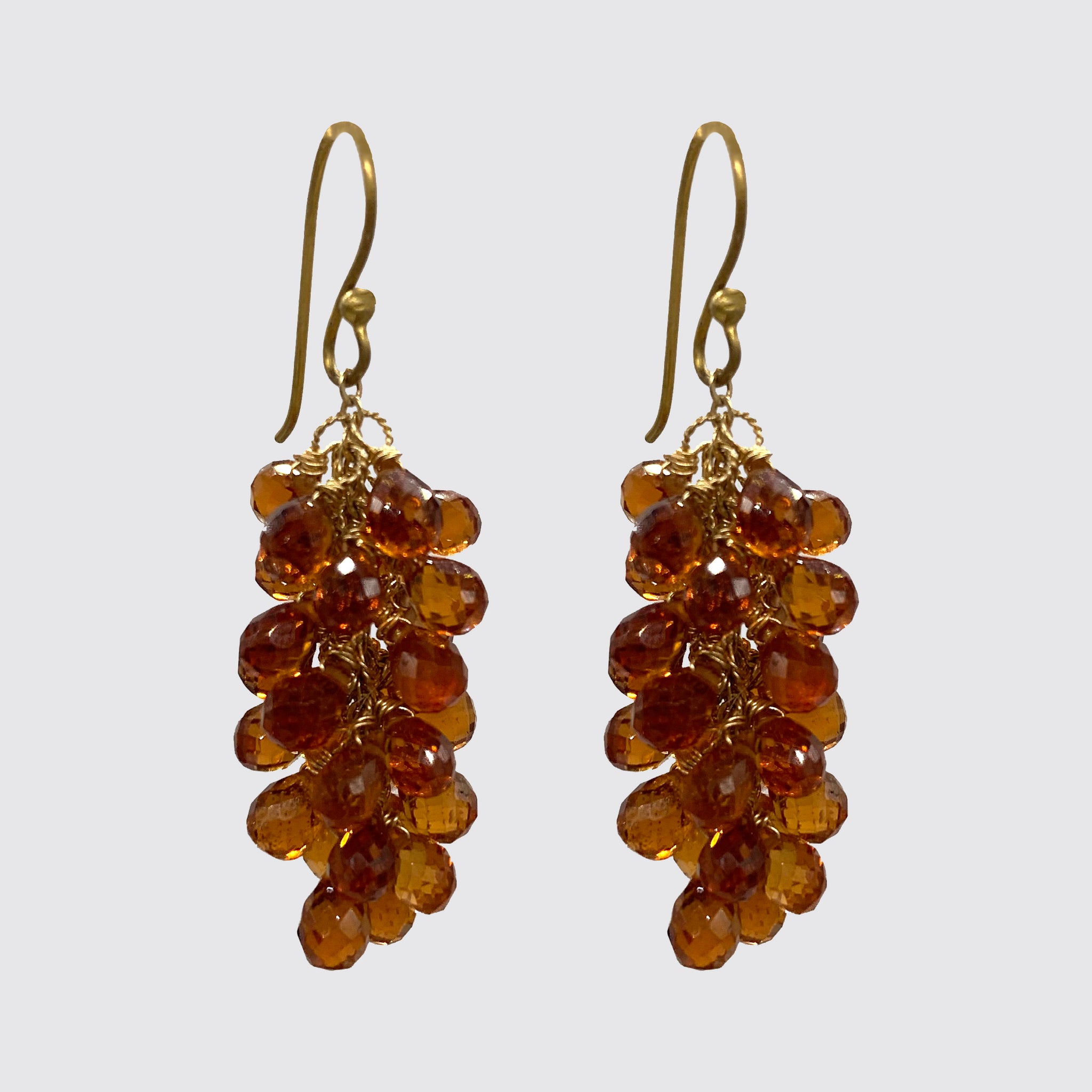 Hessonite cluster earrings