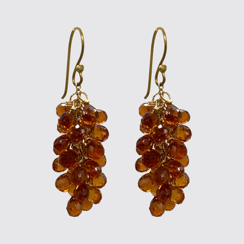 Hessonite Cluster Earrings