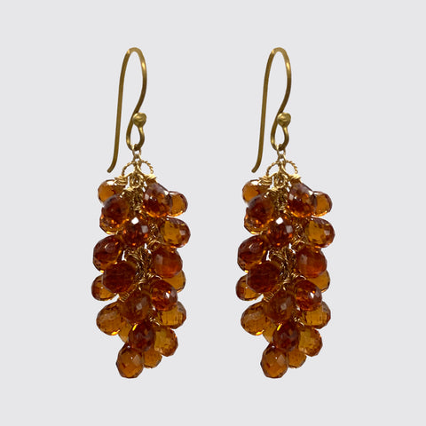 Hessonite cluster earrings