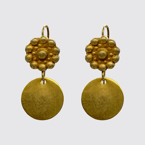 Vermeil Flower Ear top with Disc Drop