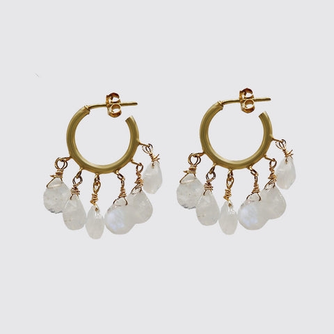 Dangling Moonstone Hoops