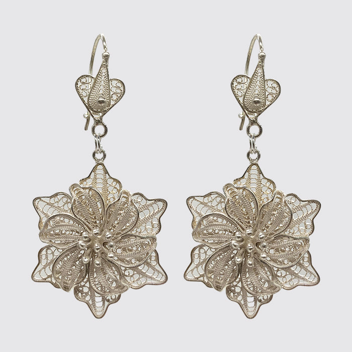 E207 One-Of-A-Kind Sterling Flower Filigree Earrings