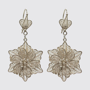 E207 One-Of-A-Kind Sterling Flower Filigree Earrings