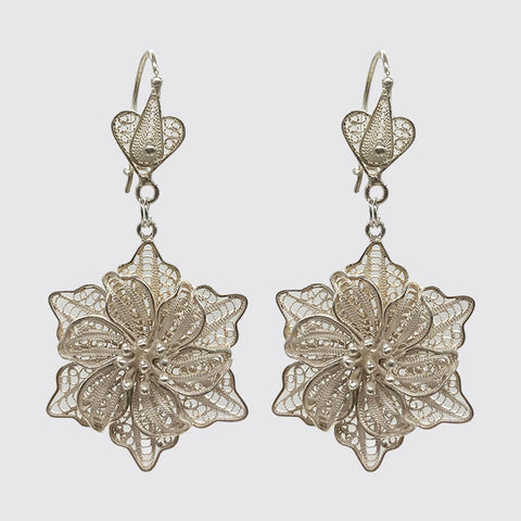 E207 One-Of-A-Kind Sterling Flower Filigree Earrings