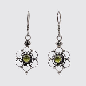 Sterling Silver Peridot Flower Earring