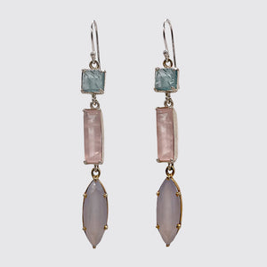 Multi semi precious stone set earring/sterling silver