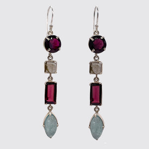 Sterling Silver Long Dangle Semi Precious Earring
