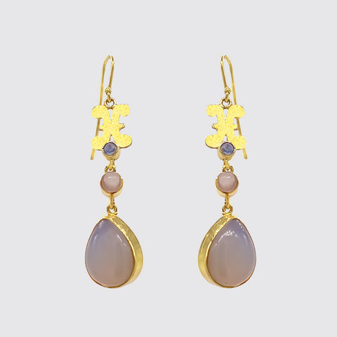 Dangle Vermeil Earring with Set Moonstone Teardrop