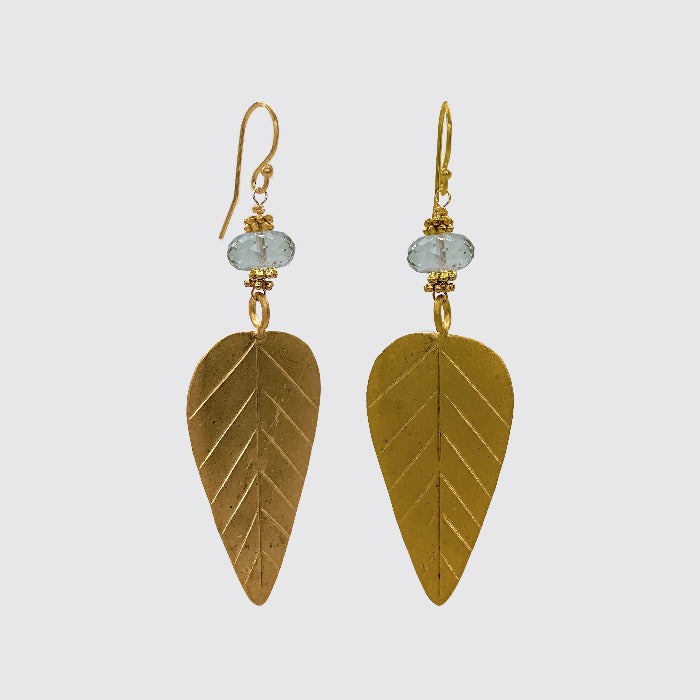 Vermeil Leaf/Green Garnet Earring