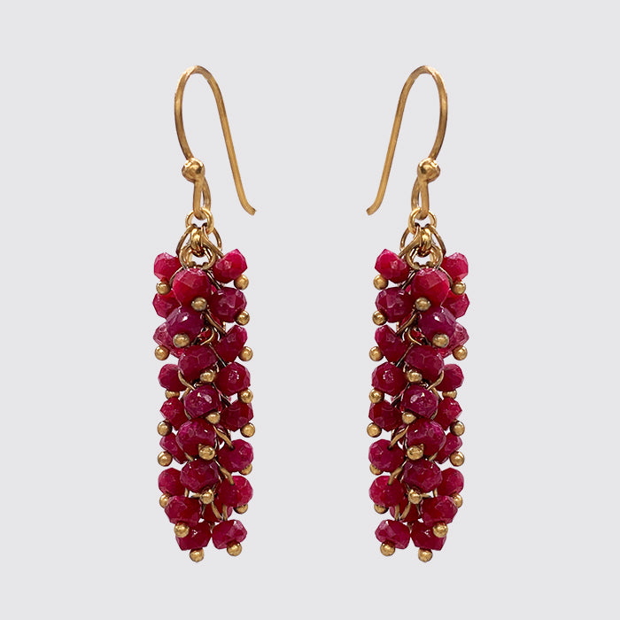 Ruby Cluster Earring