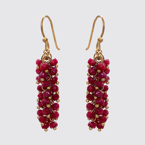 Ruby Cluster Earring