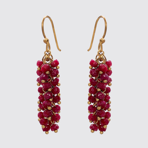 Ruby Cluster Earring