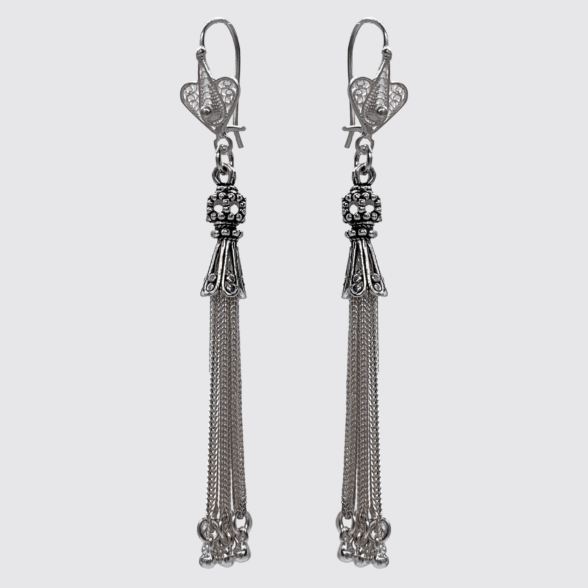 Sterling Silver filigree with hanging tassel