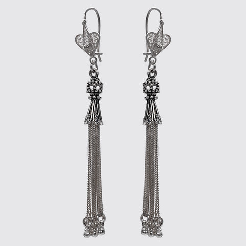 Sterling Silver filigree with hanging tassel