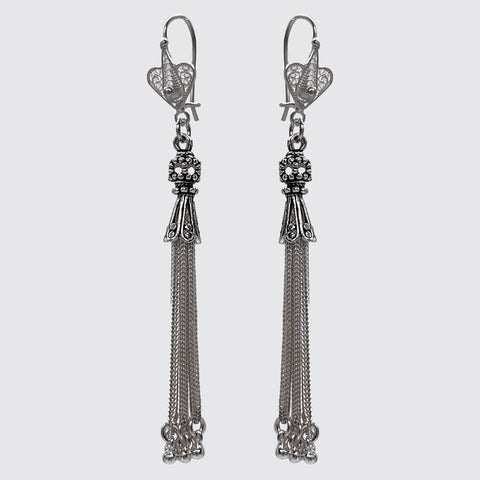 Sterling Silver filigree with hanging tassel