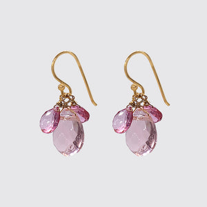 Pink Multi Stone Cluster Earring