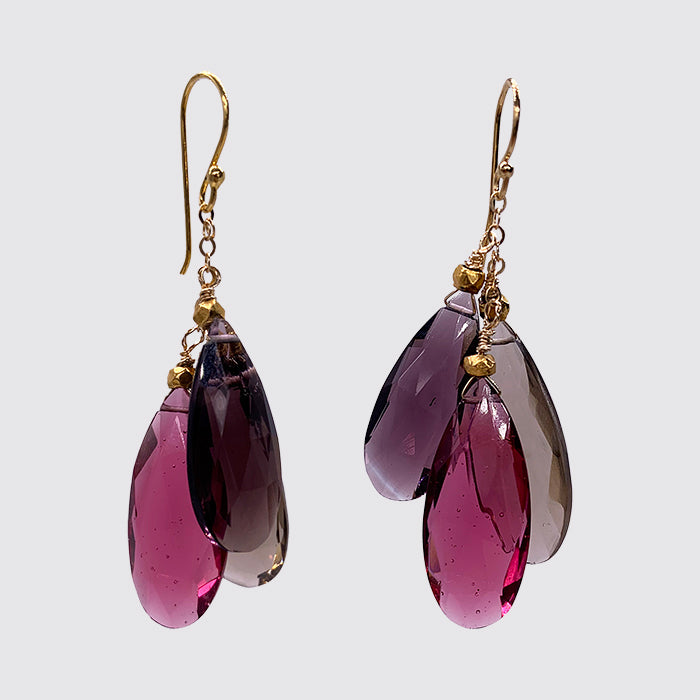 Faceted Multi Tear Drop Cluster Earring