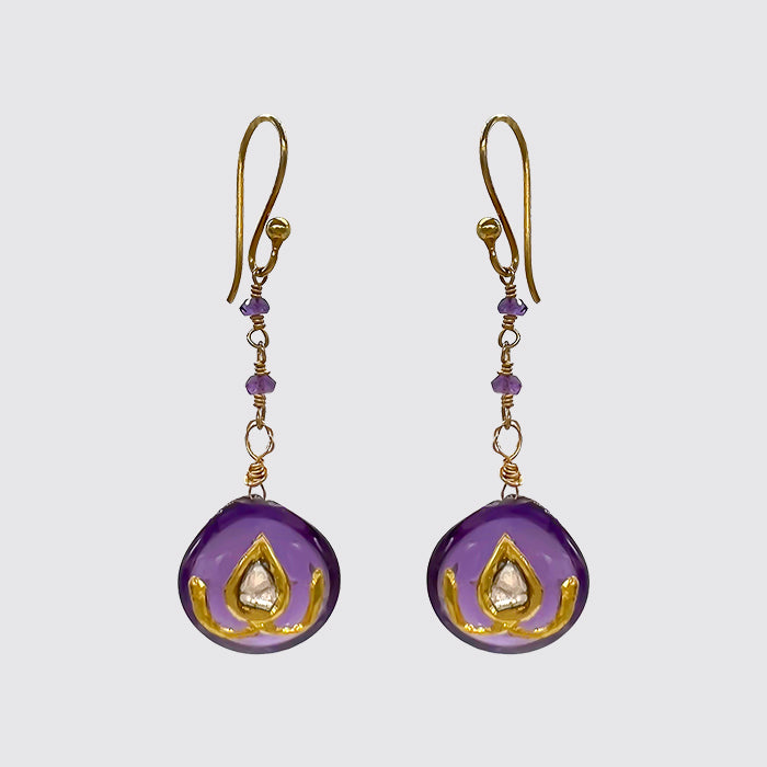 Amethyst Rosary with Amethyst Drops and Rose-cut Diamond