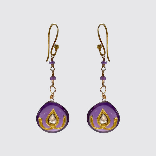 Amethyst Rosary with Amethyst Drops and Rose-cut Diamond