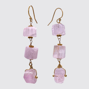 Faceted Kunzite Triple Drop Earring