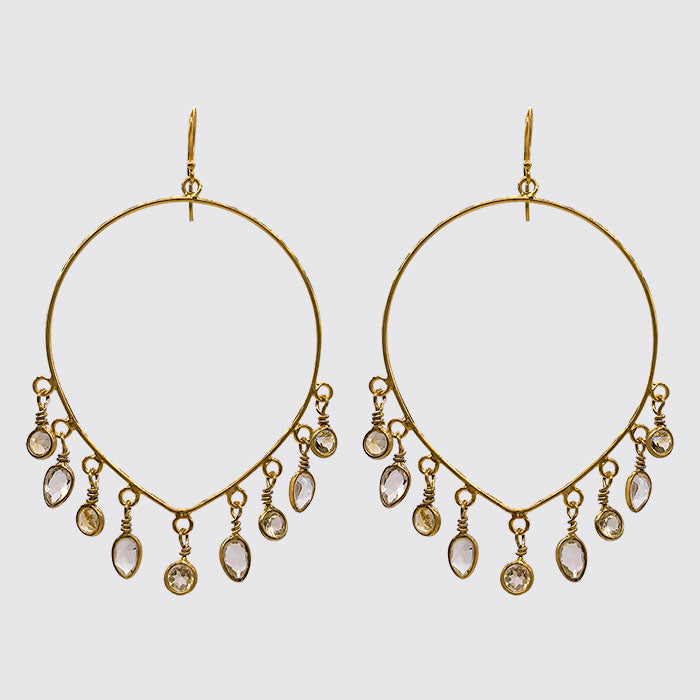 Large Teardrop Hoop With Crystal Drops