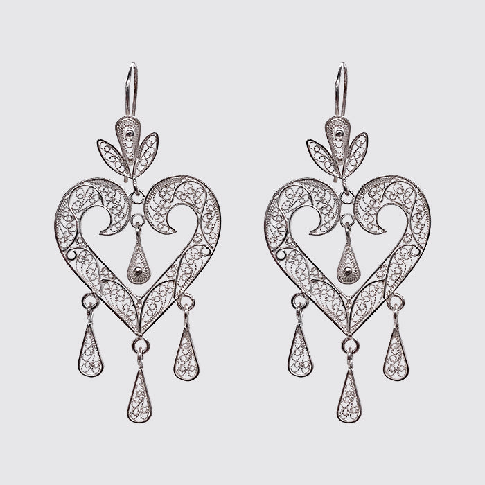 Ornate Filigree Silver Heart Earring (one of a kind)
