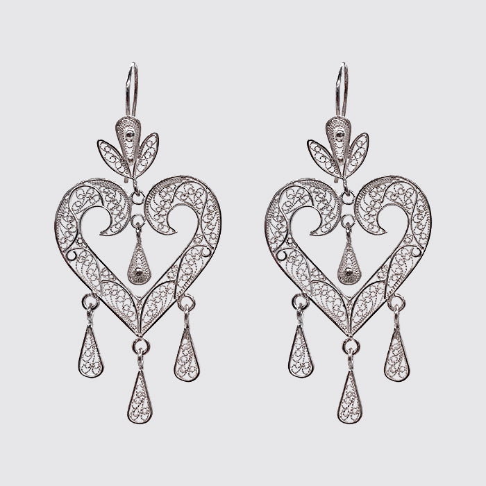 Ornate Filigree Silver Heart Earring (one of a kind)