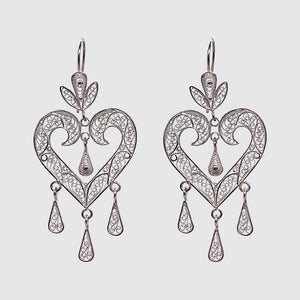 Ornate Filigree Silver Heart Earring (one of a kind)