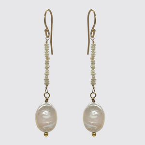 Flat Oval Freshwater Pearl Drops with Baby Seed Pearls