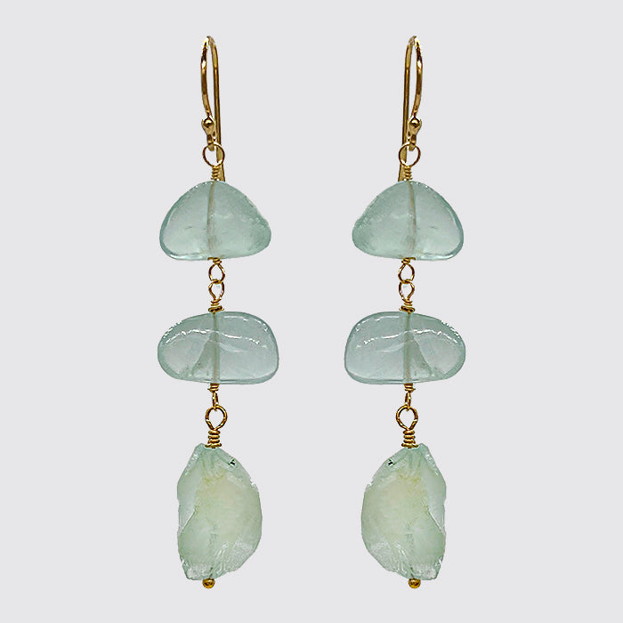 Organic Shaped Aquamarine Earrings